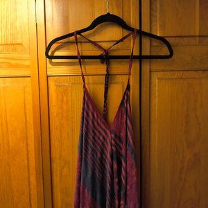 Moksha Ibiza Floral Print Convertible V-Neck Halter Handkerchief Dress Free Size
